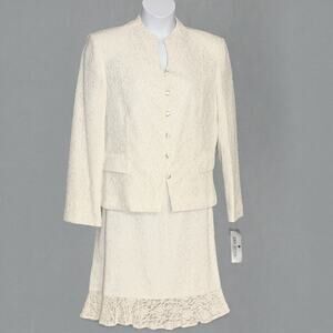 Vintage Y2K John Meyer Lace Skirt Suit Ivory White Wedding Set Plus Size 18 NWT